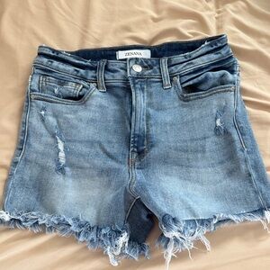 Zenana Light Wash Distressed Denim Shorts